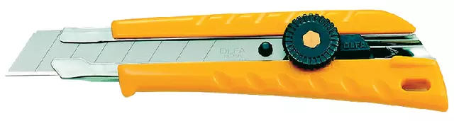 Een Snijmes Olfa L1 18mm met metalen houder geel blister à 1 stuk koop je bij MV Kantoortechniek B.V.