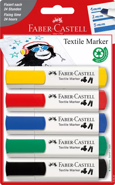 Een Viltstift Faber-Castell textiel assorti koop je bij Van Hoye Kantoor BV