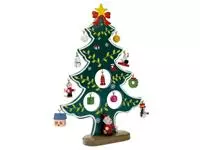 Houten kerstboom met decoratie