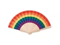 Houten regenboog handwaaier