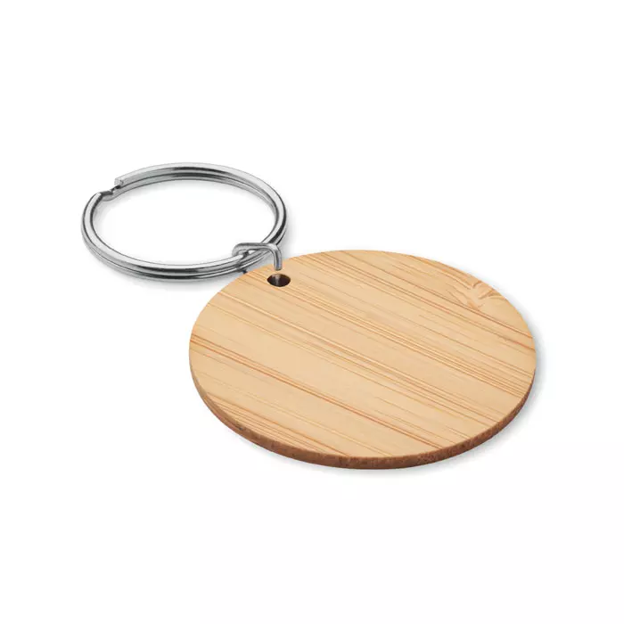 Ronde bamboe sleutelhanger