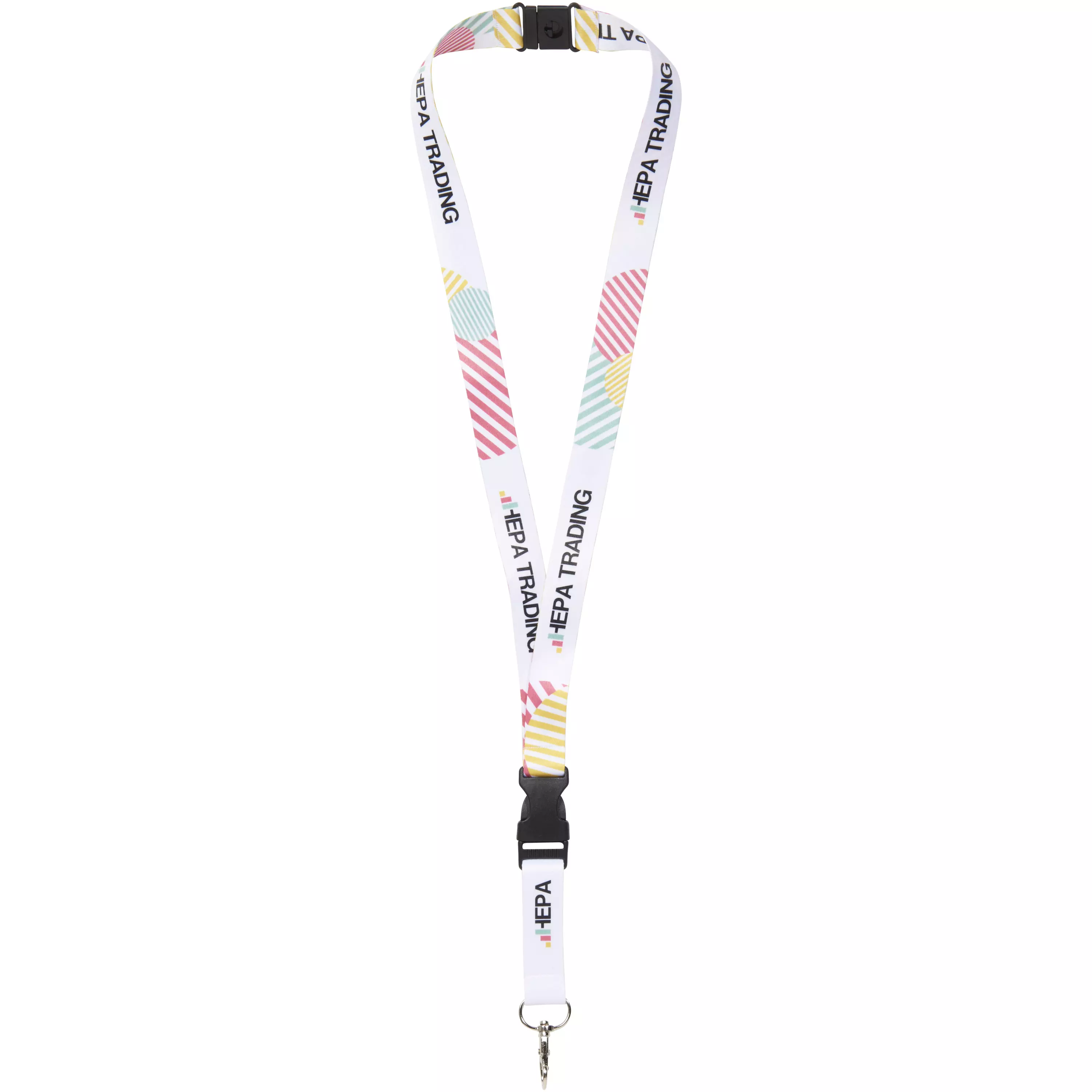 Balta sublimatie lanyard met safety breakaway sluiting en gesp