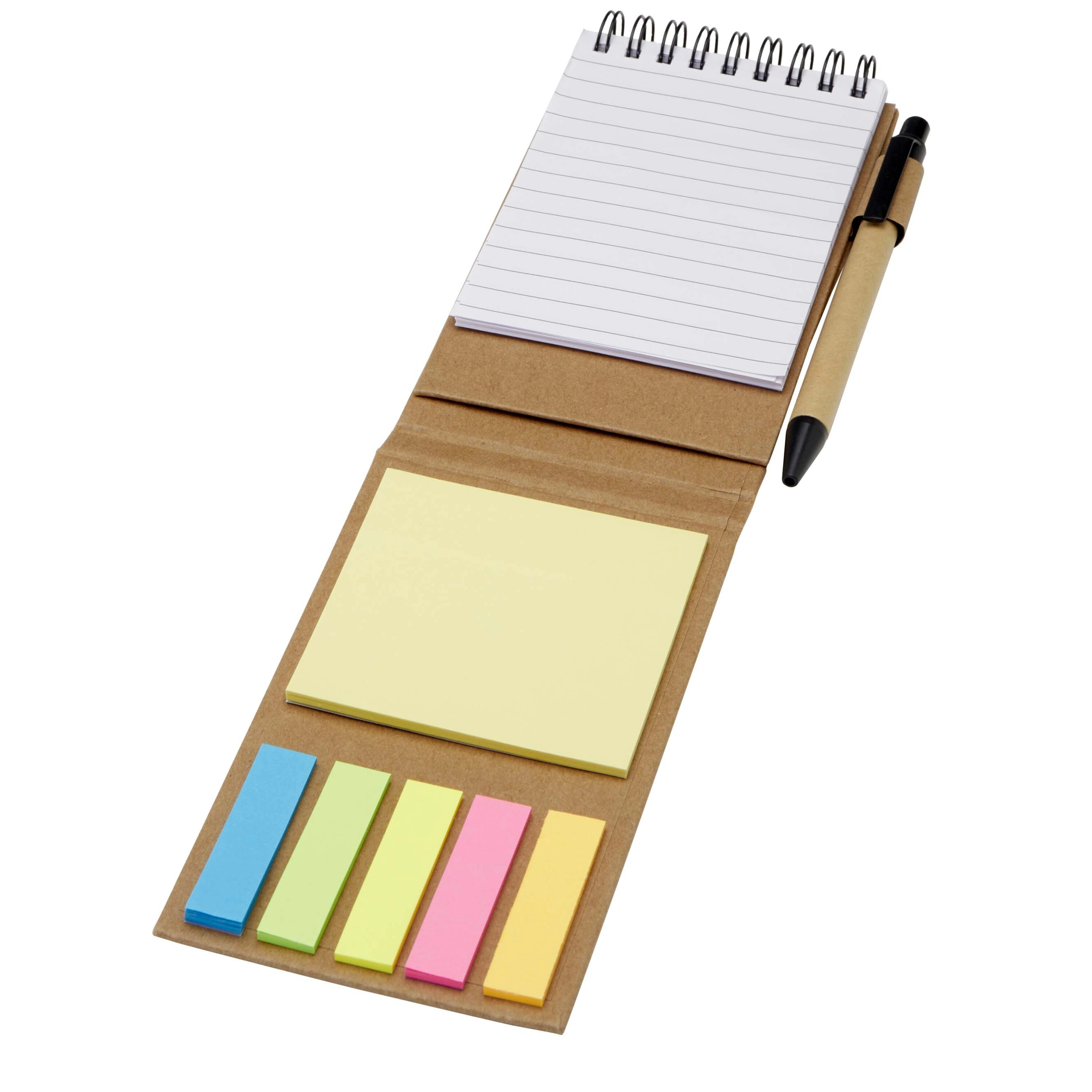 Flipper blok met sticky notes met balpen (zwarte inkt)