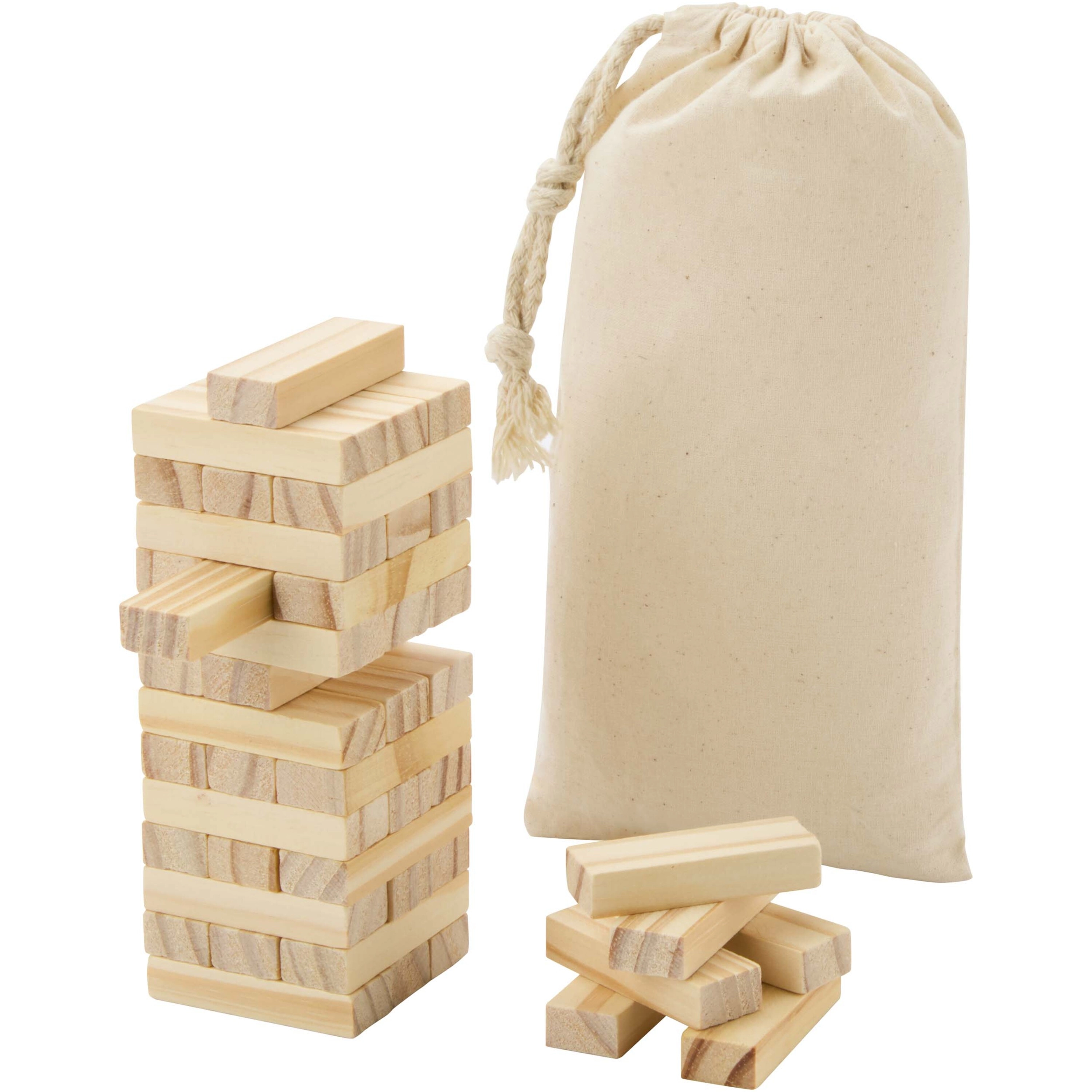 Jumble spel met omvallende toren van hout