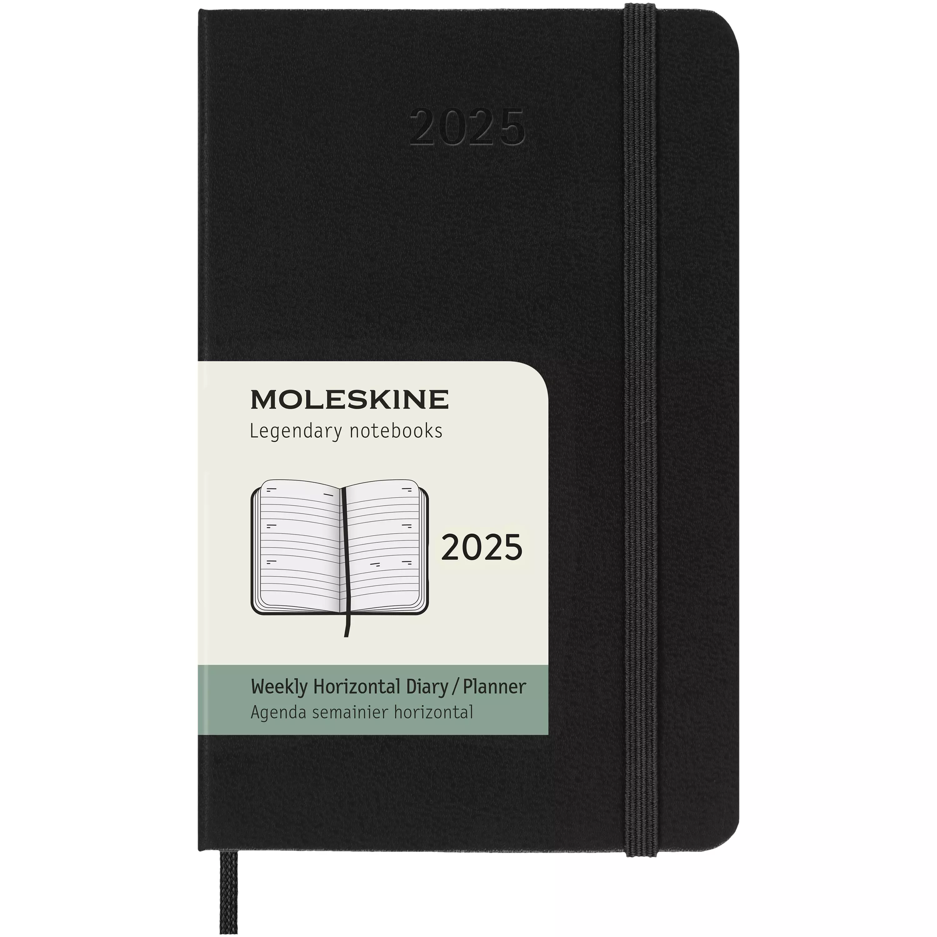 Moleskine horizontale week-agenda voor 12 maanden met harde kaft - pocket