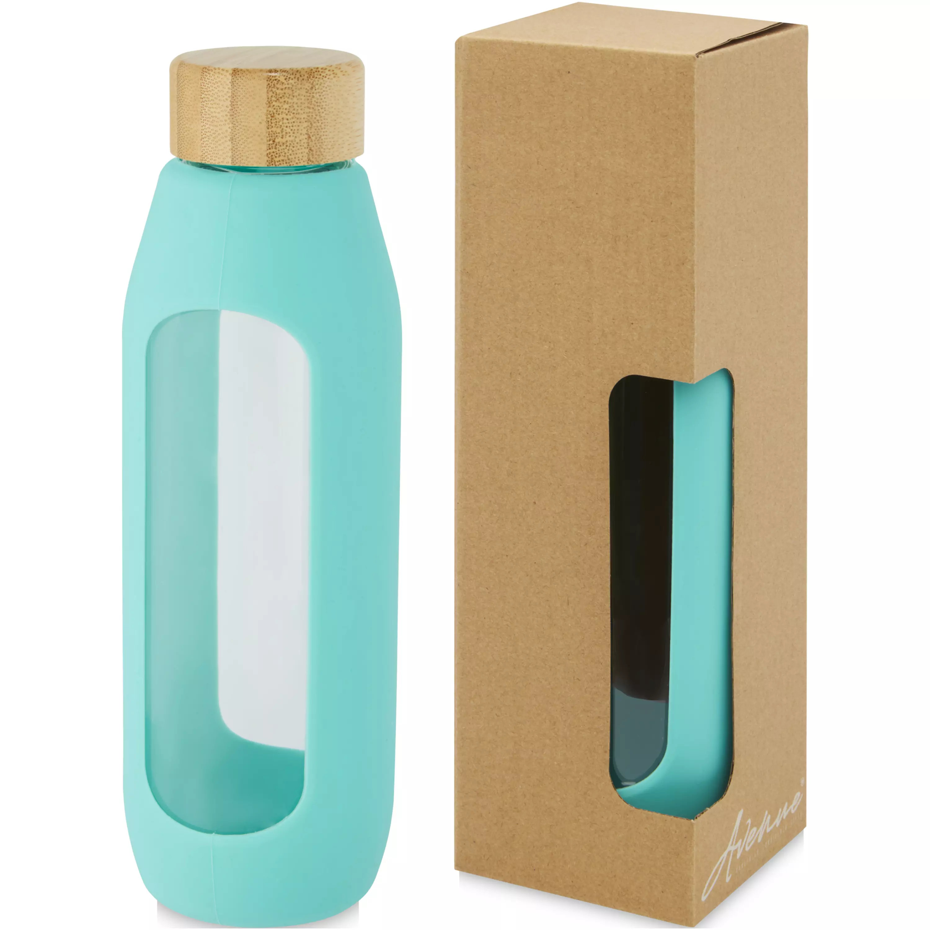 Tidan fles van 600 ml in borosilicaatglas met siliconen grip