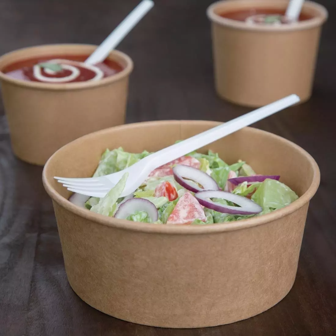 Een Fiesta Compostable ronde kraft saladeschaal 75cl (300 stuks) koop je bij ShopXPress