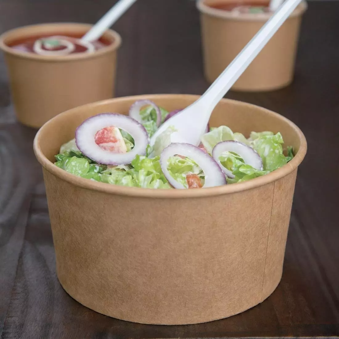 Een Fiesta Compostable ronde kraft saladeschaal 1L (300 stuks) koop je bij ShopXPress