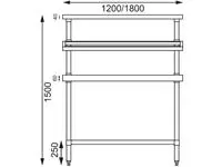 Een Vogue RVS werktafel met wandplanken groot koop je bij ShopXPress