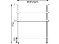 Een Vogue RVS werktafel met wandplanken 120cm koop je bij ShopXPress