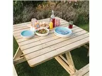 Een Rowlinson vierkante houten picknicktafel 198cm koop je bij ShopXPress