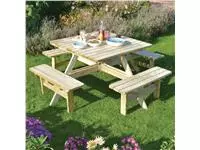 Een Rowlinson vierkante houten picknicktafel 198cm koop je bij ShopXPress