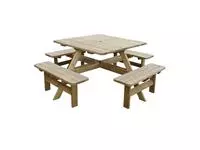 Een Rowlinson vierkante houten picknicktafel 198cm koop je bij ShopXPress