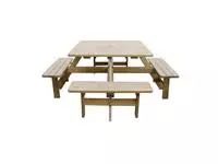 Een Rowlinson vierkante houten picknicktafel 198cm koop je bij ShopXPress