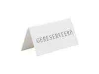 Een Securit Reservering tafelstandaards met Nederlands: 'Gereserveerd' Wit Acryl standaarden met zwart lettertype (box 5) koop je bij ShopXPress