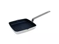 Een Vogue aluminium vierkante anti-aanbak teflon geribbelde grillpan 24cm koop je bij ShopXPress