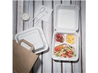 Een Fiesta Compostable composteerbare bagasse voedseldozen 3 compartimenten (200 stuks) koop je bij Supplierz BV