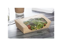 Vous pouvez acheter un Barquettes à salade kraft recyclables avec fenêtre 1000ml (lot de 200) chez Supplierz BV