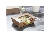 Vous pouvez acheter un Barquettes à salade kraft recyclables avec fenêtre acétate 825ml (lot de 200) chez Supplierz BV