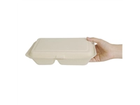 Buy your Fiesta Compostable composteerbare bagasse voedseldozen 2 compartimenten natuurlijke kleur 253mm (200 stuks) at Supplierz BV