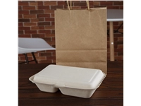 Buy your Fiesta Compostable composteerbare bagasse voedseldozen 2 compartimenten natuurlijke kleur 253mm (200 stuks) at Supplierz BV