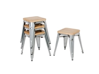 Vous pouvez acheter un Tabourets bistro bas en acier avec assise en bois Bolero (lot de 4) chez Supplierz BV