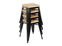 Vous pouvez acheter un Tabourets bistro bas en acier noir avec assise en bois Bolero (lot de 4) chez Supplierz BV