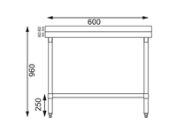 Een Vogue RVS werktafel met achteropstand 90x60x60cm koop je bij Supplierz BV