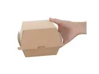 Een Fiesta Compostable composteerbare hamburgerdoosjes kraft groot 112mm vierkant (150 stuks) koop je bij ShopXPress