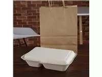 Een Fiesta Compostable composteerbare bagasse voedseldozen 2 compartimenten natuurlijke kleur 253mm (200 stuks) koop je bij ShopXPress