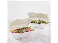 Een Vegware composteerbare bagasse voedseldozen met scharnierdeksel 22,8cm (200 stuks) koop je bij ShopXPress