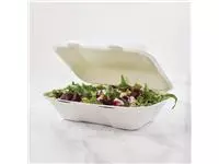 Een Vegware composteerbare bagasse voedseldozen met scharnierdeksel 22,8cm (200 stuks) koop je bij ShopXPress