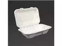 Een Vegware composteerbare bagasse voedseldozen met scharnierdeksel 22,8cm (200 stuks) koop je bij ShopXPress