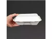 Een Vegware composteerbare bagasse voedseldozen met scharnierdeksel 22,8cm (200 stuks) koop je bij ShopXPress