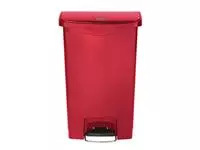 Een Rubbermaid Slim Jim Front Step pedaalemmer 50L rood koop je bij ShopXPress