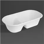 Een Fiesta composteerbare bagasse ovale 2-compartimenten container 900ml (pakket van 100) koop je bij ShopXPress