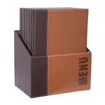 Een Securit Trendy menumappen set met houten kist A4 bruin (20 stuks) koop je bij ShopXPress