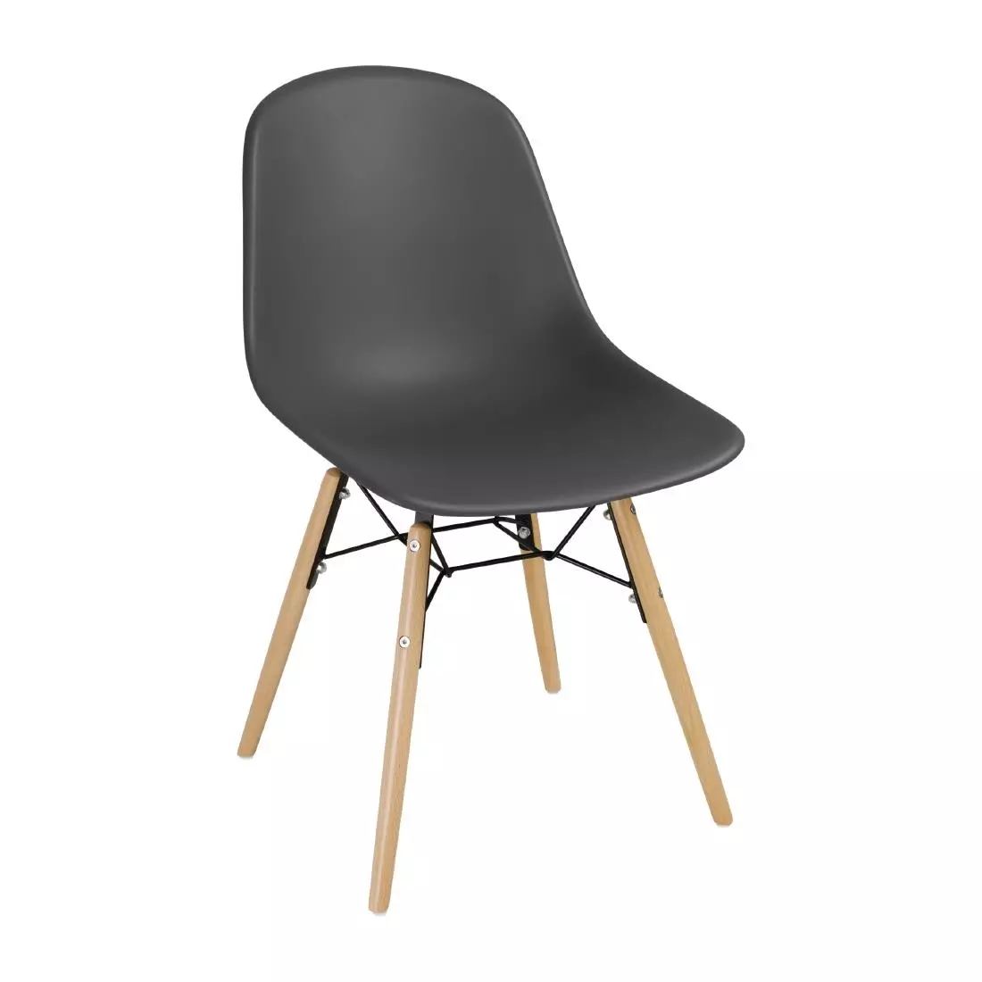 Een Bolero Arlo polypropyleen stoelen met houten poten grijs (2 stuks) koop je bij ShopXPress