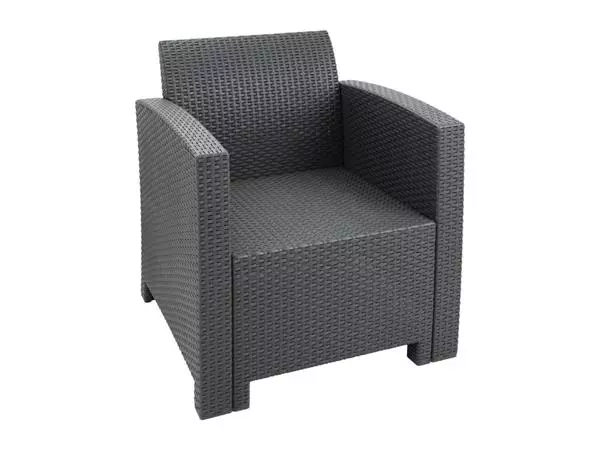 Een Bolero PP fauteuil en tafel rieten set grijs koop je bij ShopXPress