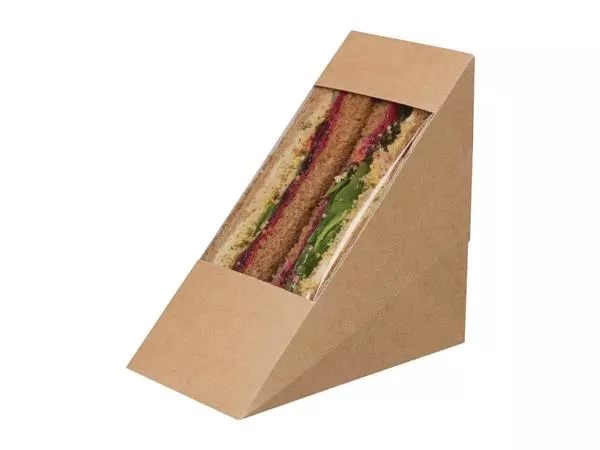 Een Colpac Zest driehoekige kraft sandwichboxen met acetaat venster (500 stuks) koop je bij ShopXPress