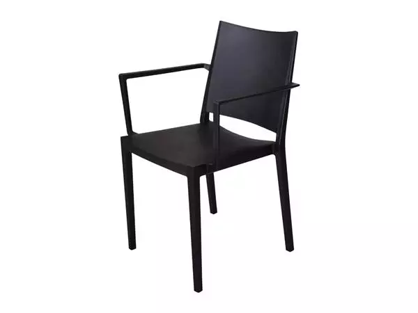 Een Florence stapelbare polypropyleen stoelen met armleuning zwart (4 stuks) koop je bij ShopXPress