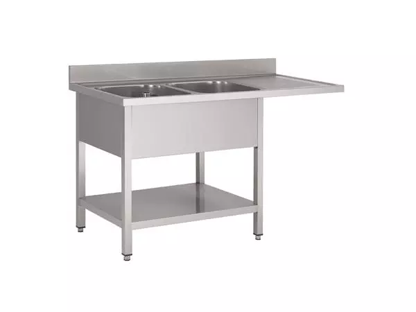 Een Gastro M RVS spoeltafel met ruimte voor vaatwasser 160x70x85cm koop je bij ShopXPress