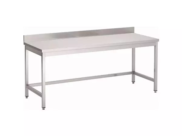 Een Gastro M RVS werktafel zonder onderblad met achteropstand 85x100x70cm koop je bij ShopXPress