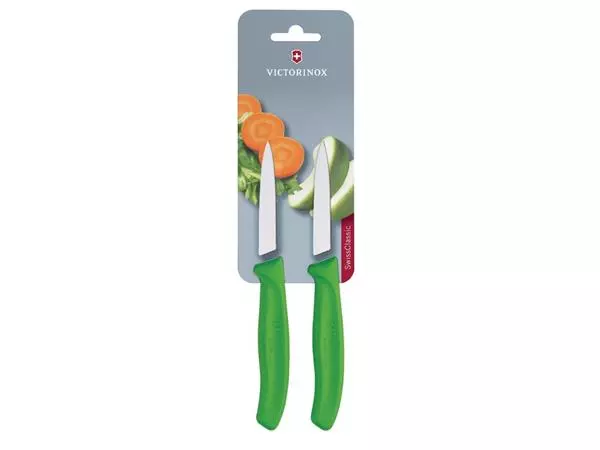 Een Victorinox schilmesje met spitse punt 8 cm groen (2 stuks) koop je bij ShopXPress