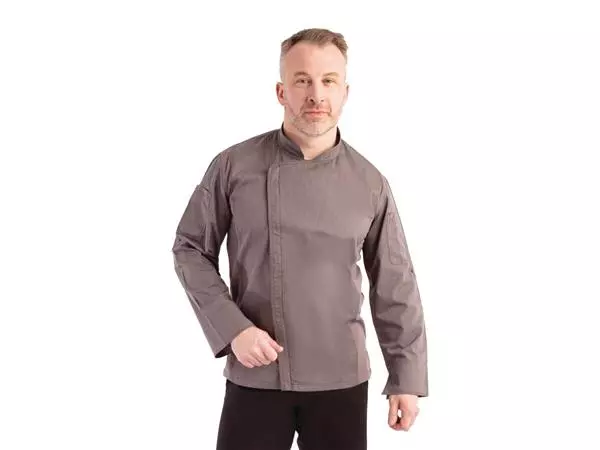 Een Chef Works Urban Hartford unisex koksbuis met rits lange mouw grijs XL koop je bij ShopXPress