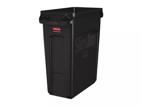 Een Rubbermaid Slim Jim afvalbak met ventilatiekanalen zwart 60L koop je bij ShopXPress