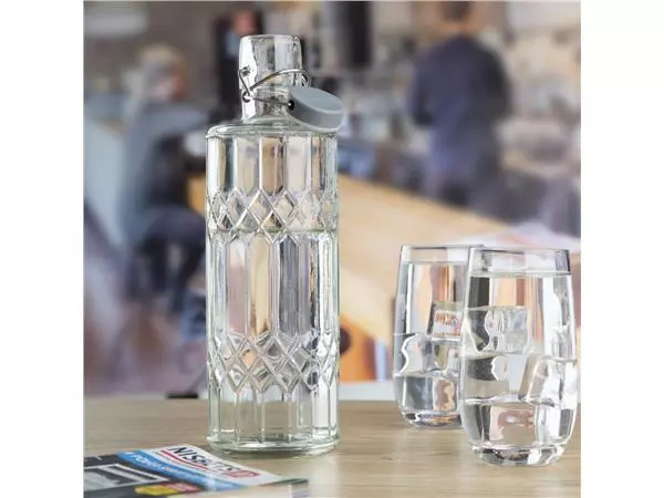 Een Olympia geo glazen waterfles met stop 1 liter (6 stuks) koop je bij ShopXPress