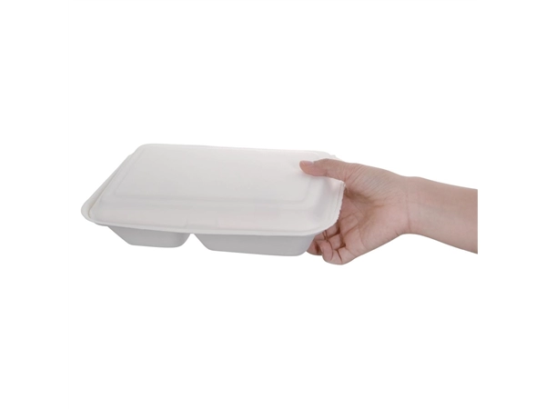 Een Fiesta Compostable composteerbare bagasse voedseldozen 2 compartimenten (200 stuks) koop je bij Supplierz BV