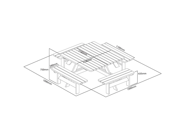 Buy your Rowlinson vierkante houten picknicktafel 198cm at Supplierz BV