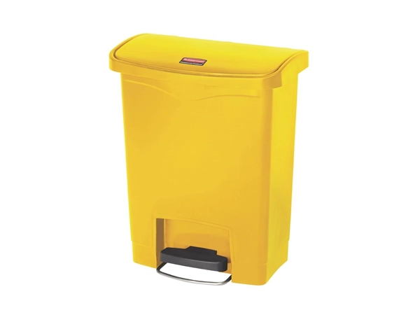 Een Rubbermaid Slim Jim Front Step pedaalemmer 30L geel koop je bij Supplierz BV